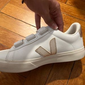 Vegja White/ Gold Velcro Sneaker Women 6